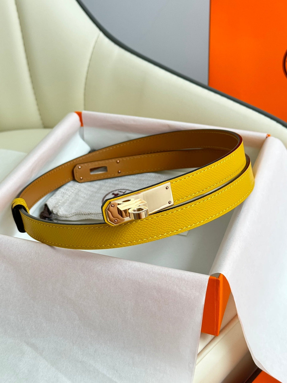HM Kelly Belt 18mm Dark Yellow Epsom Leather