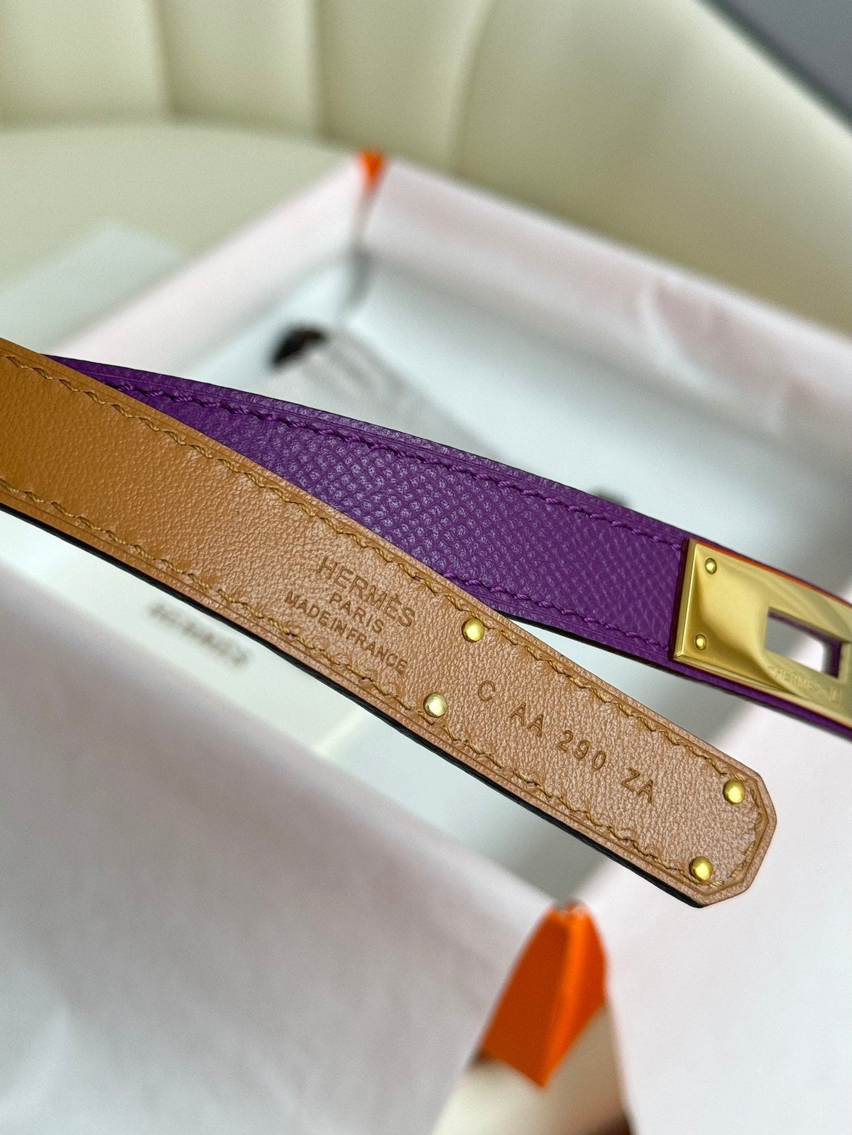 HM Kelly Belt 18mm Violet Epsom Leather