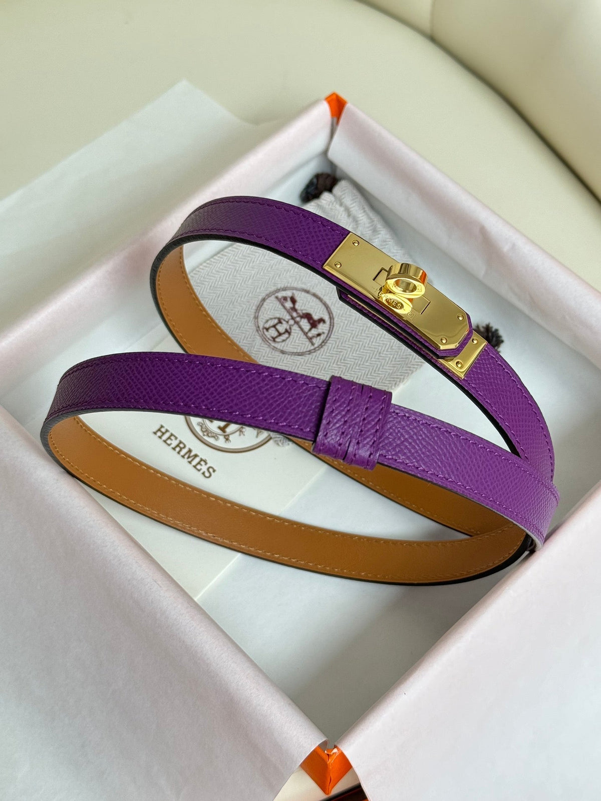 HM Kelly Belt 18mm Violet Epsom Leather