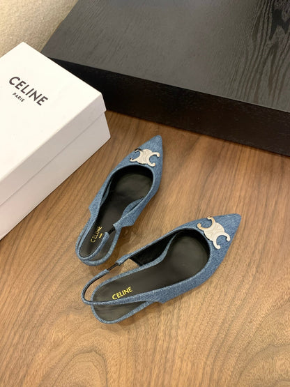 CL Alma Triomphe Slingback 50mm In Blue Denim 318794