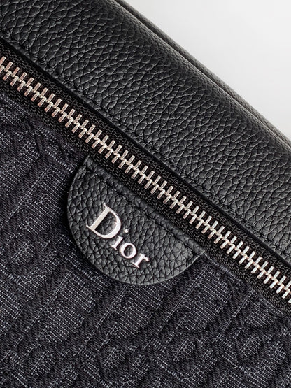 Dior 2026 Rider Zip-Up Messenger Bag 23cm Fabric And Grained Leather