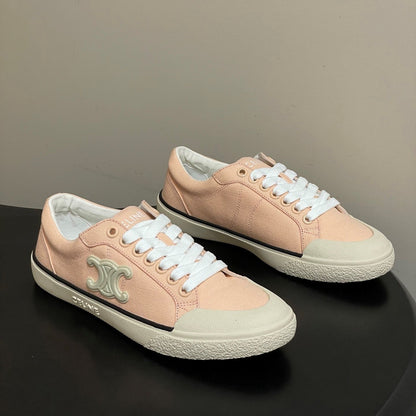 Celine Alan Sneakers Light Pink Ivory Canvas Rubber 701714