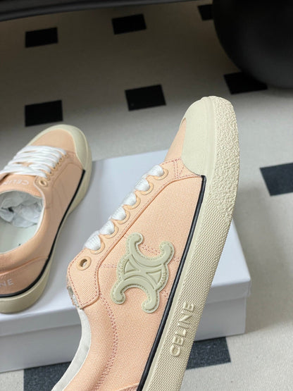 Celine Alan Sneakers Light Pink Ivory Canvas Rubber 701714