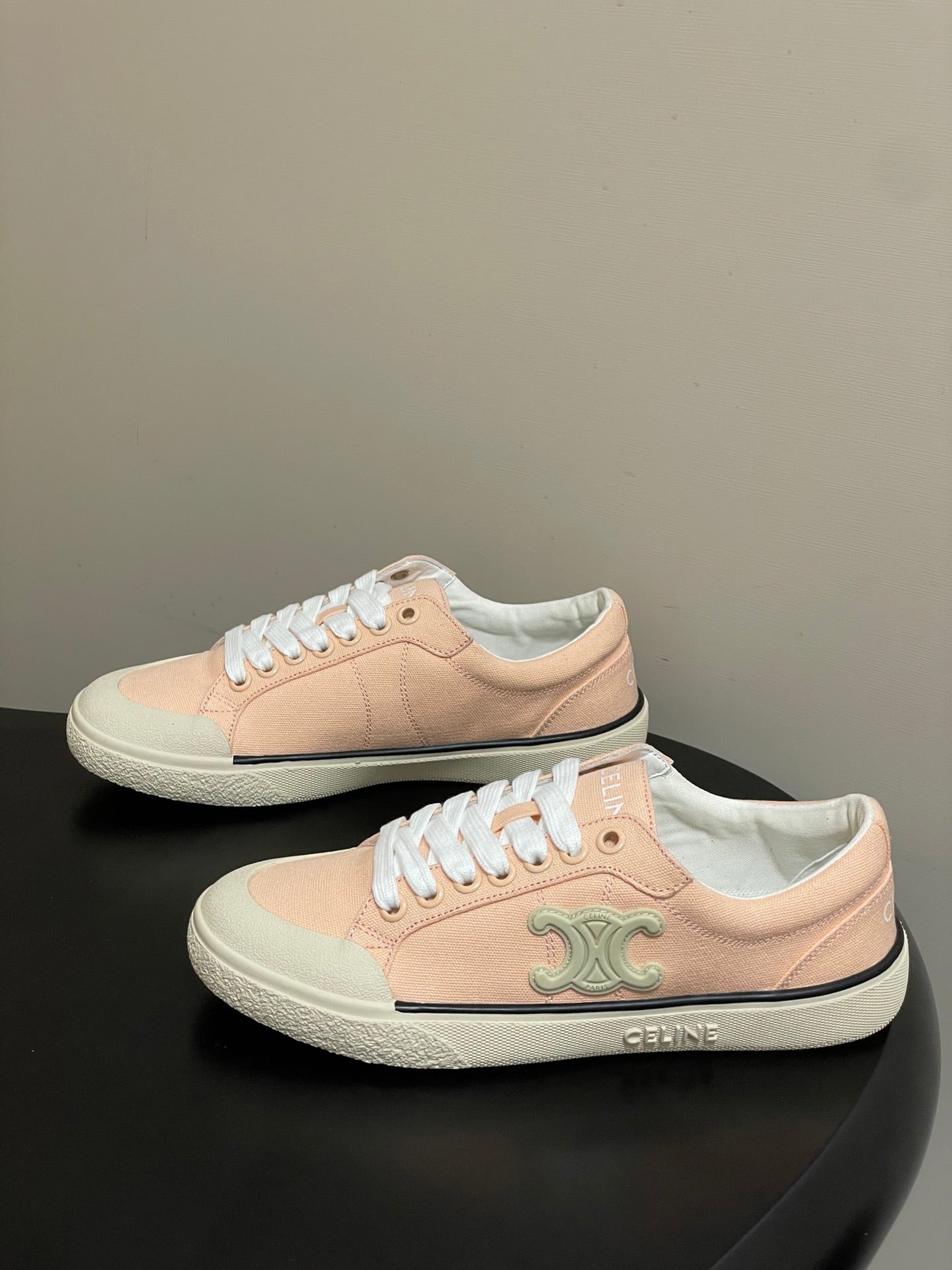Celine Alan Sneakers Light Pink Ivory Canvas Rubber 701714