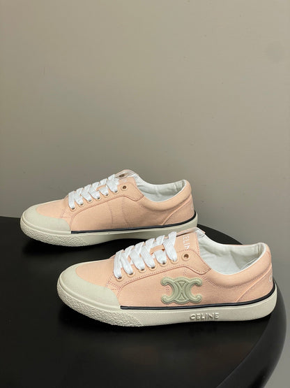 Celine Alan Sneakers Light Pink Ivory Canvas Rubber 701714
