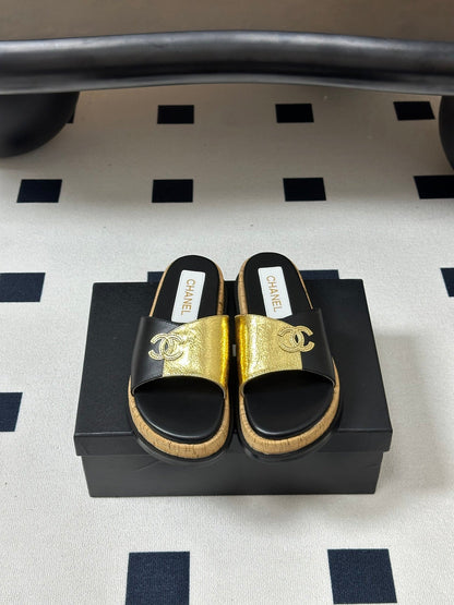 Chanel 2026 Double C Buckle Platform Sandals Sheepskin 834735