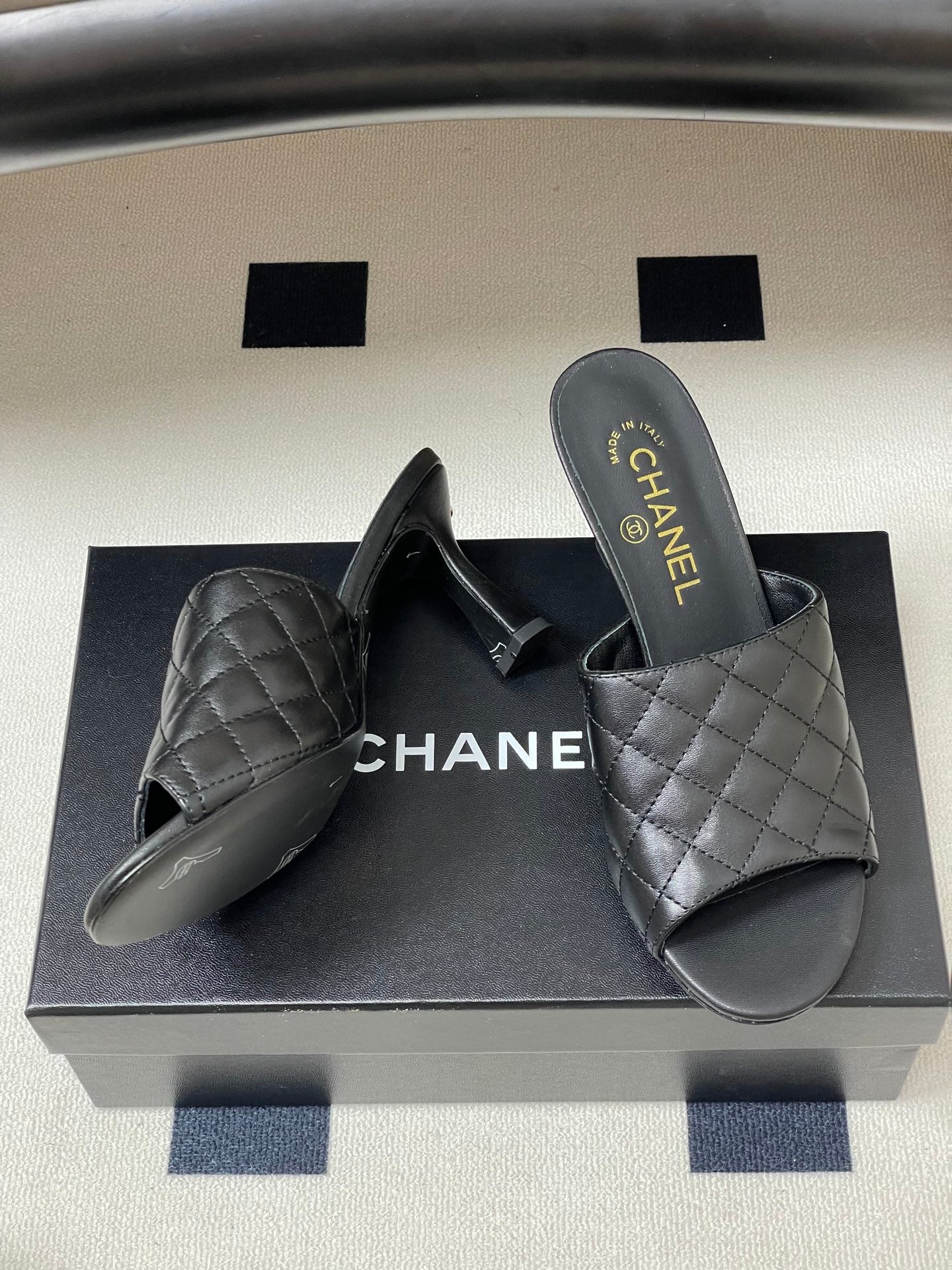 Chanel 2026  Peep-Toe High-Heeled Sandals Leather Sheepskin 834720