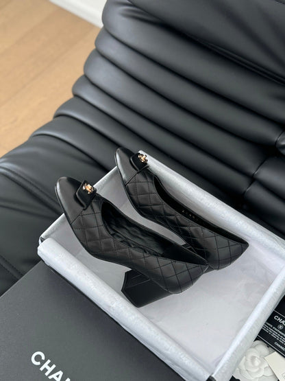 Chanel High Heel Pump 70mm Black Quilted Leather 825283