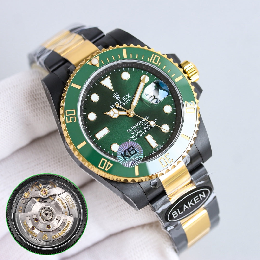 Rolex Submariner 40mm Carbon Black Green Gold