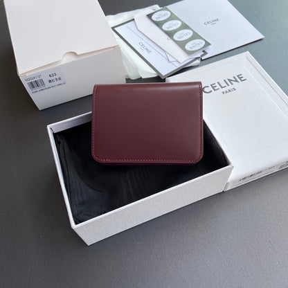 TRIOMPHE 622 Compact Wallet Burgundy Leather