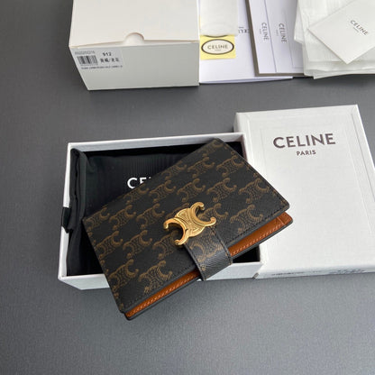TRIOMPHE Medium Victoire Wallet Tan Cowhide&Canvas GHW