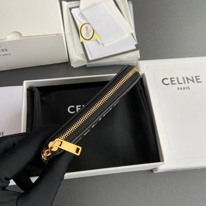 TRIOMPHE Coin Purse Cuir Black Calfskin