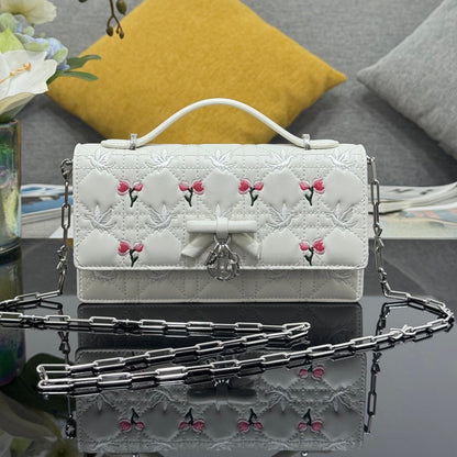 Dior 2026 Dioramour My Dior Bag 21cm White Lambskin 158285
