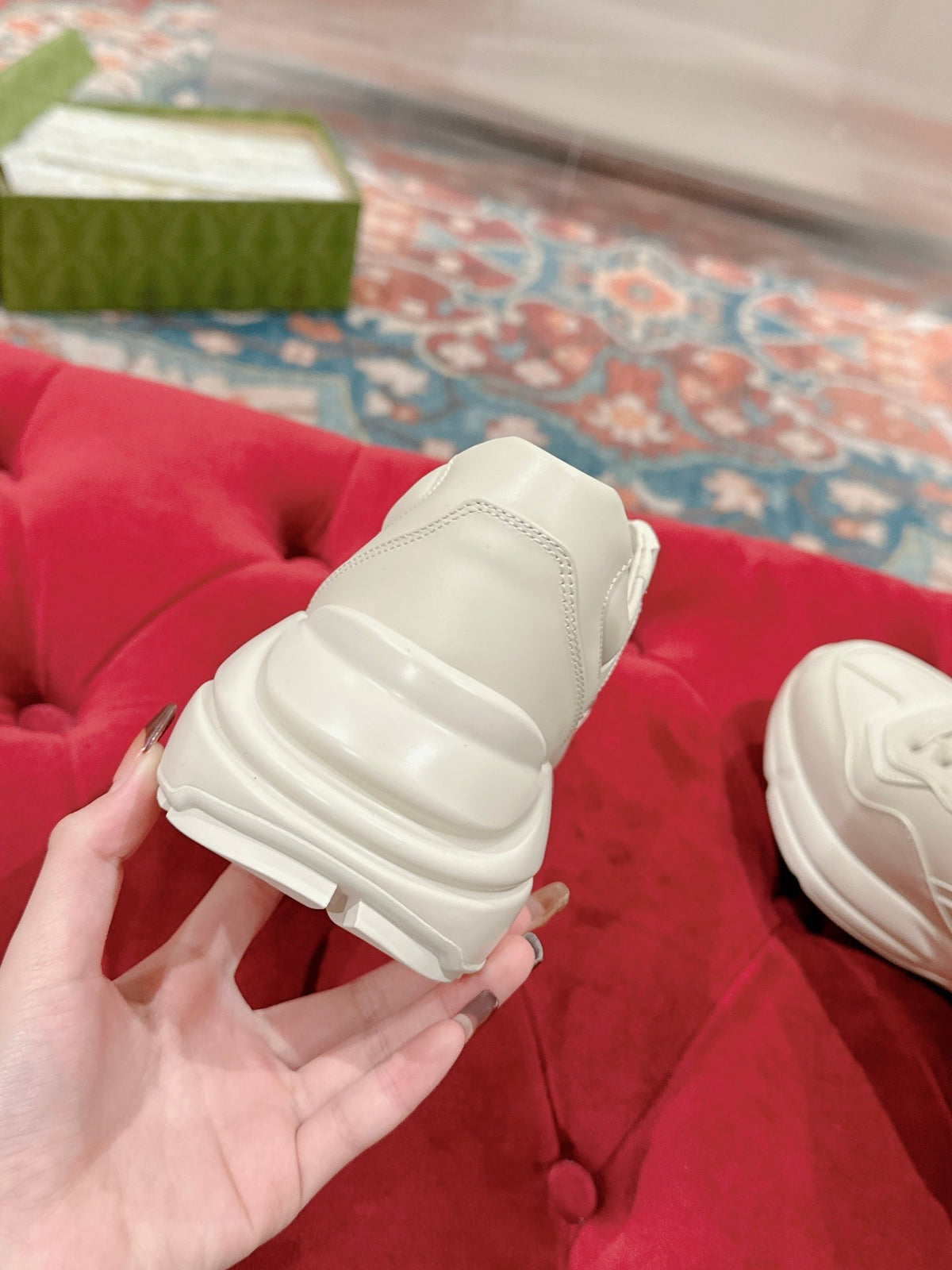 GG RHYTON LOGO TRAINER WHITE CALFSKIN