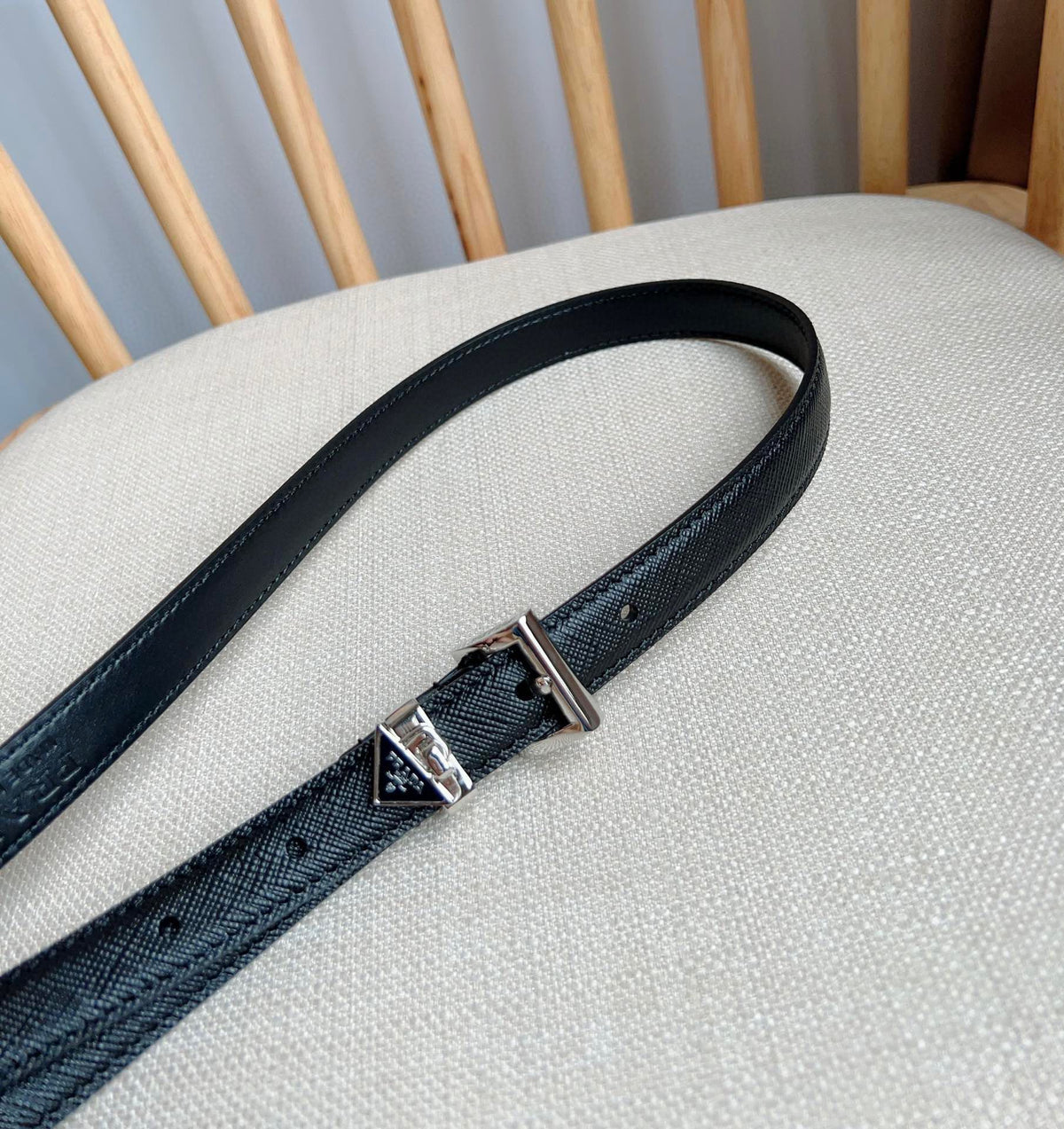 PRADA 25S BELT 15 MM IN BLACK CALFSKIN 571355