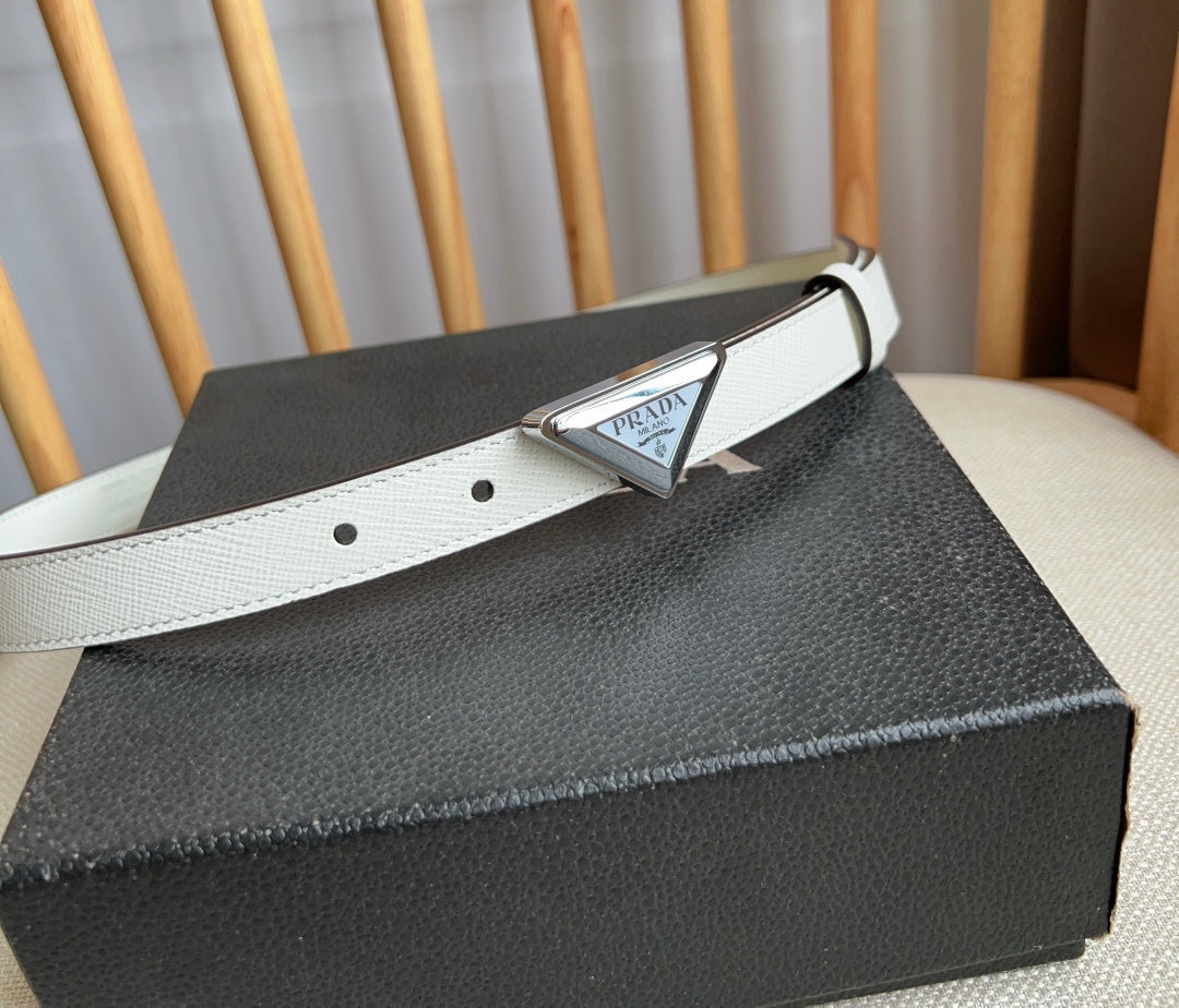 PRADA 25S BELT 20 MM IN WHITE CALFSKIN 571372