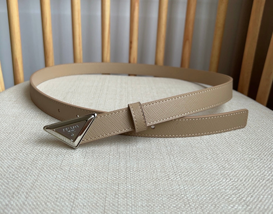 PRADA 25S BELT 20 MM IN BEIGE BROWN CALFSKIN 571383