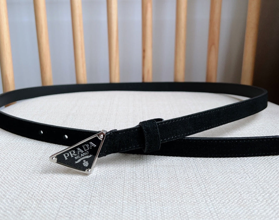 PRADA 25S BELT 15 MM IN BLACK SUEDE 541734