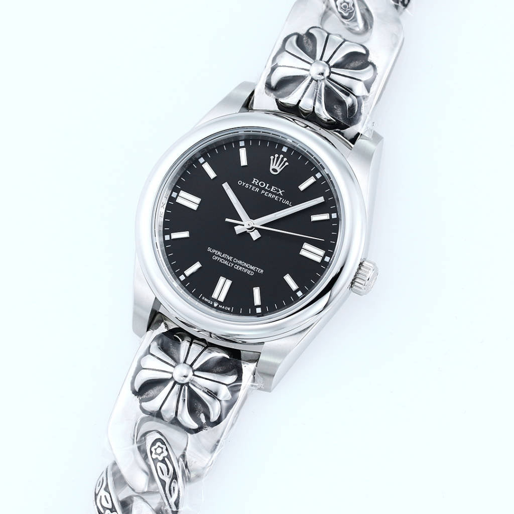 Rolex Oyster Perpetual 41mm Silver Black Dial