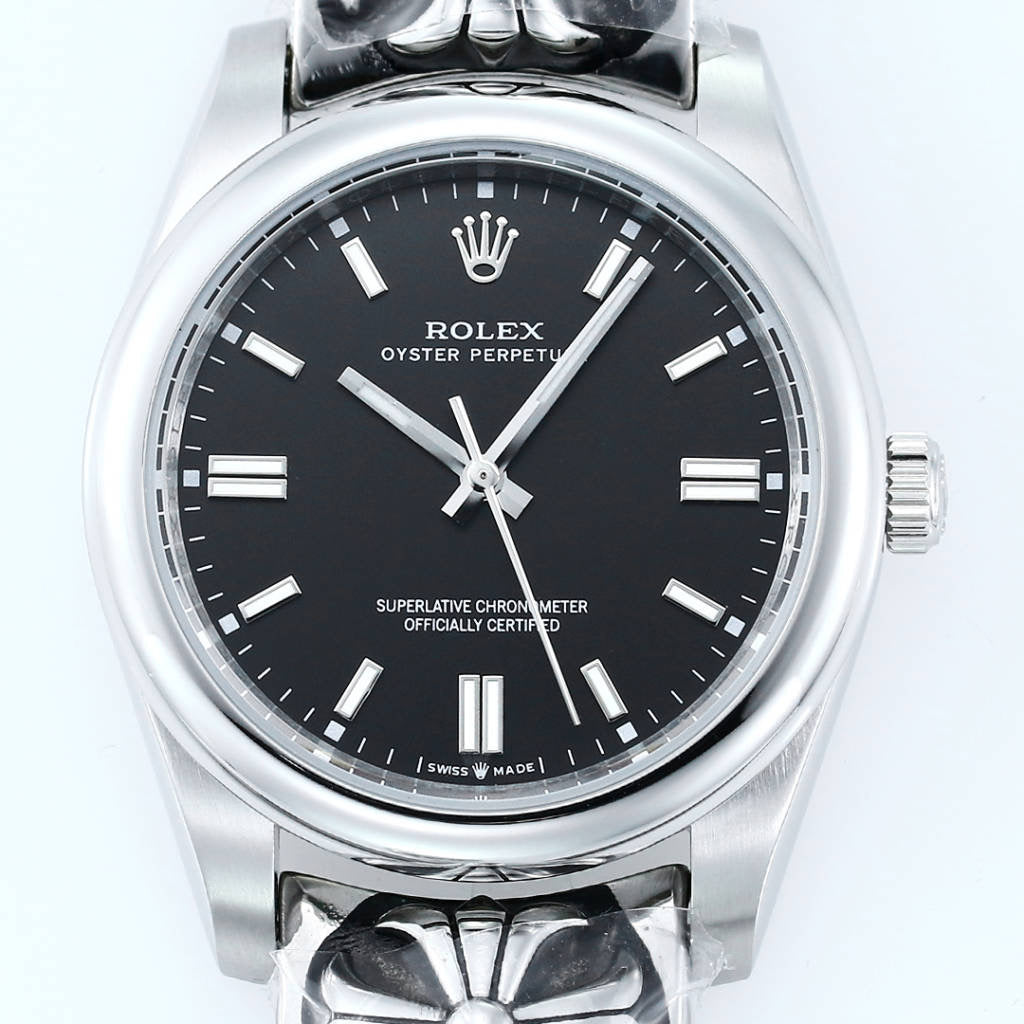 Rolex Oyster Perpetual 41mm Silver Black Dial