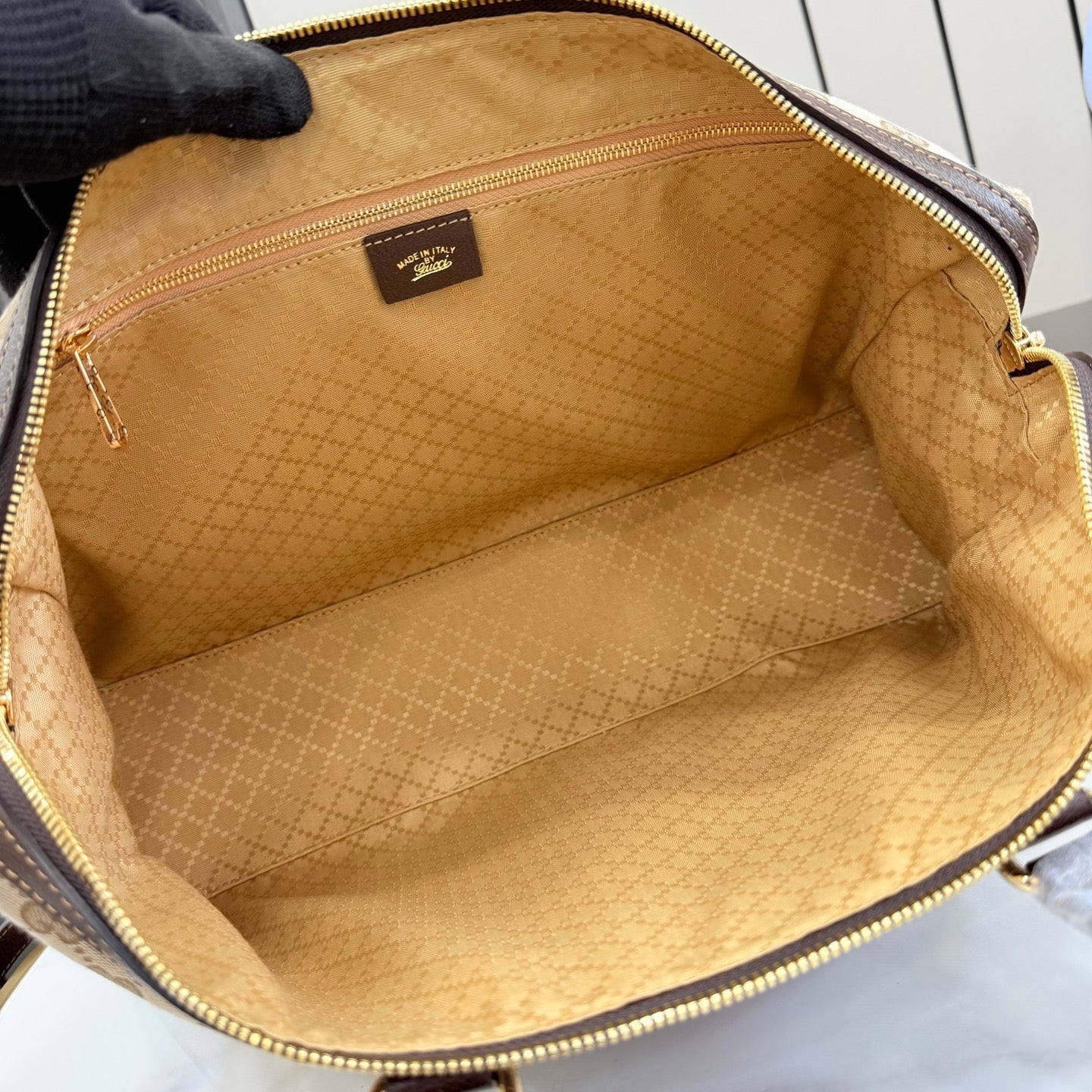 Gucci 2026 Borsetto Boston Bag Beige Brown Canvas Leather