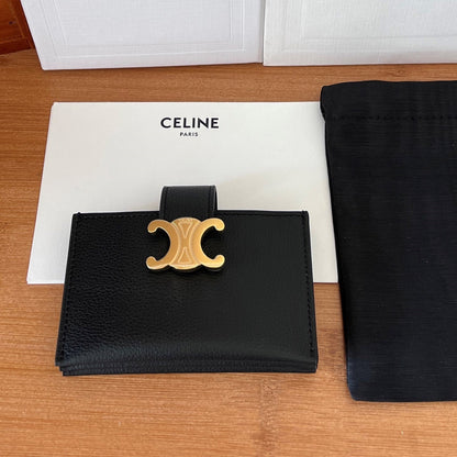 ACCORDEON 10N843 Card Holder Black Grain Cowhide GHW
