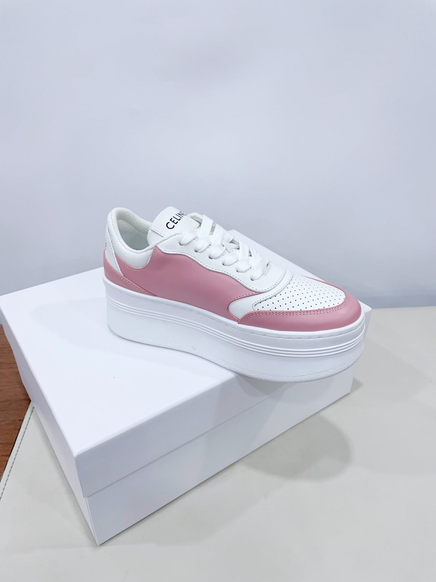 CELINE 25C Block Sneaker Pink mix White Calfskin 232000