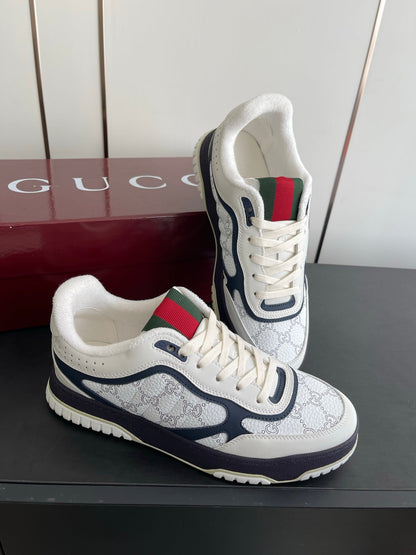 GG 26 Couple Sneakers White Navy  Blue Cowhide 631675