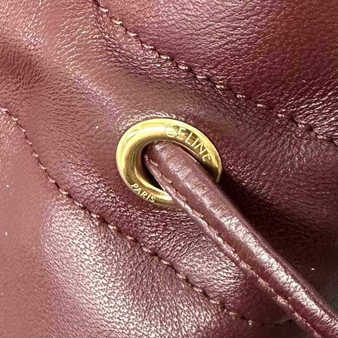 Celine Crystal Pouch Burgundy Lambskin