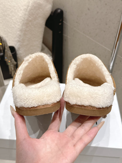 Celine Pitea Clogs Brown Suede Calfskin Shearling 610960