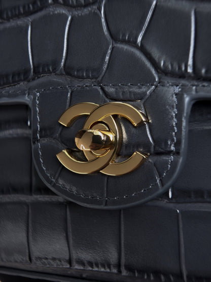 Chanel 2026 Crocodile Embossed Flap Bag 19.5cm Calfskin