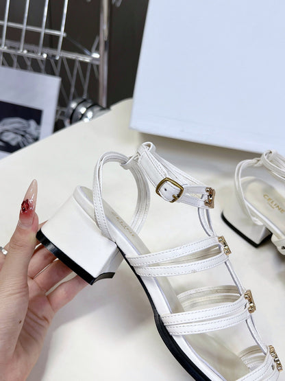 CELINE Sandals Clemence Multi White Leather