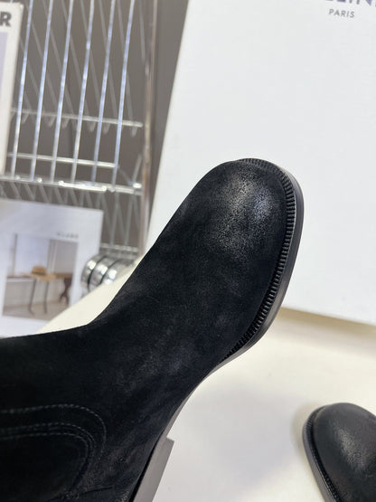 CELINE 25 cowboy boots black suede 434414