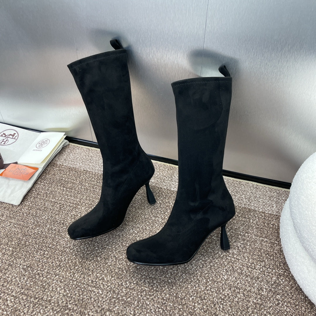 HM High Boots 75mm In Black Suede 975151