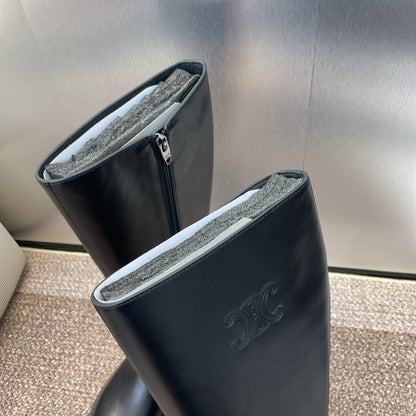 CELINE 25 high boots with locks black calfskin 433393