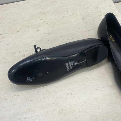 Celine 26s Ballet Flats In Black Lambskin With Bow