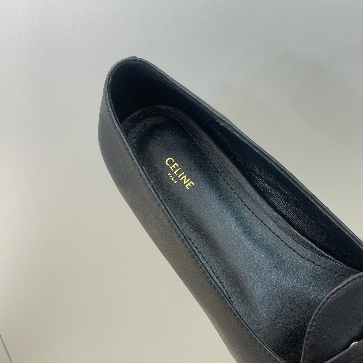 Celine 26s Ballet Flats In Black Lambskin With Bow
