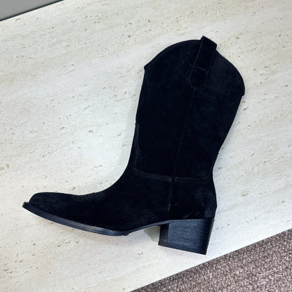 Celine 26s Mid-Calf Boots 4.5cm Black Suede 959454