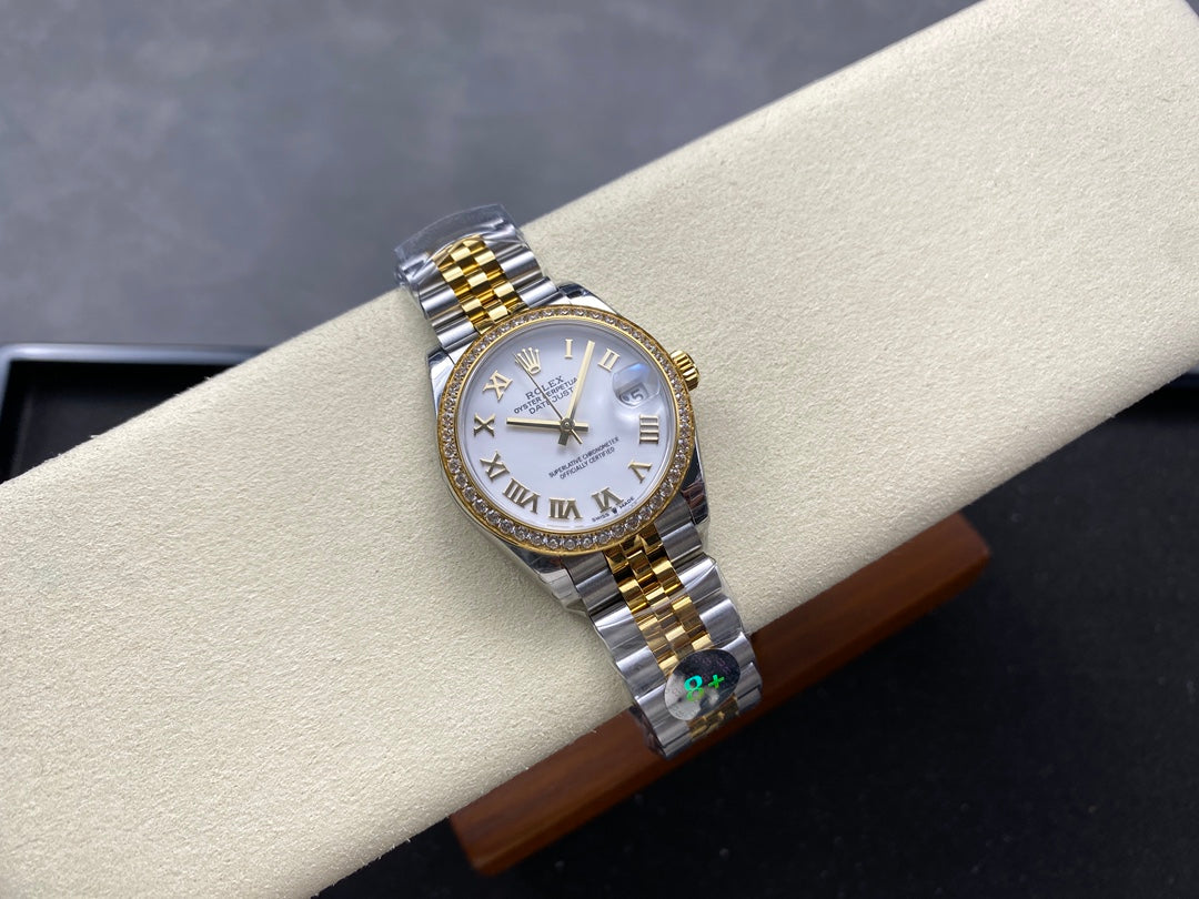 Datejust 31mm Yellow Gold Steel Diamond Bezel White Dial