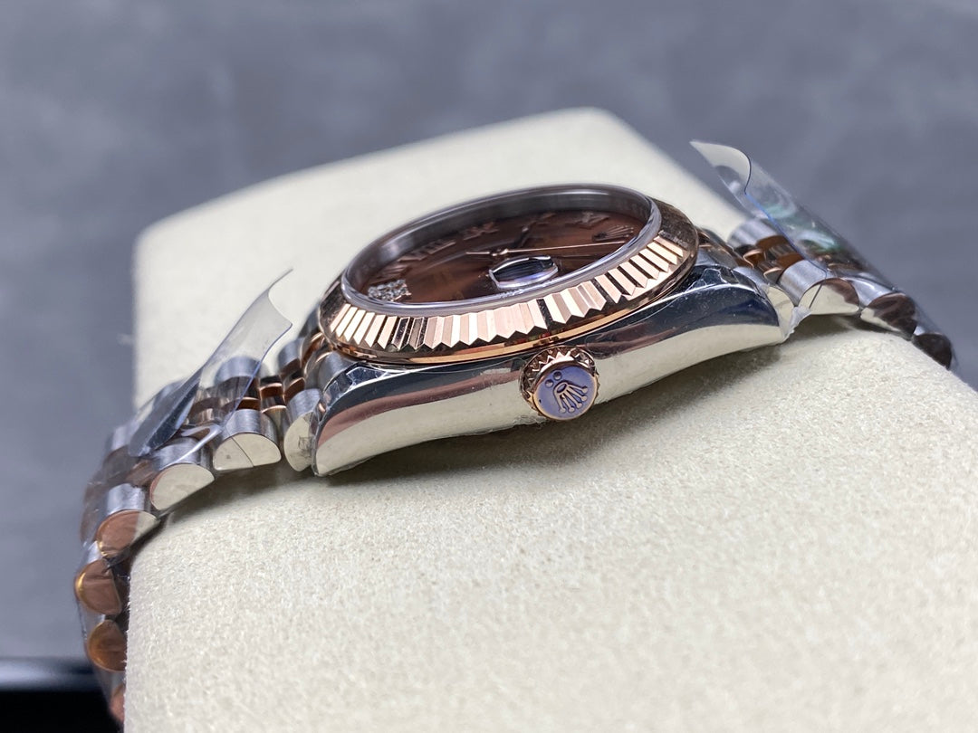 Datejust 31mm Pink Gold Steel Chocolate Dial
