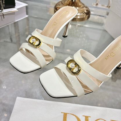CD 26 High-Heeled Sandals 75mm White Patent Leather 592259
