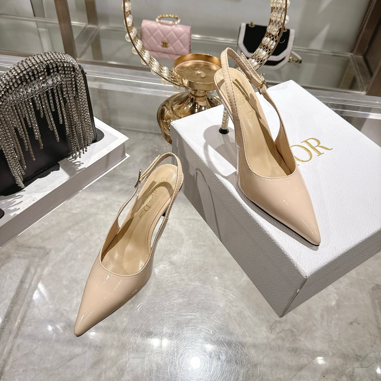 CD 26 Slingback 80 Beige Patent Leather 679852