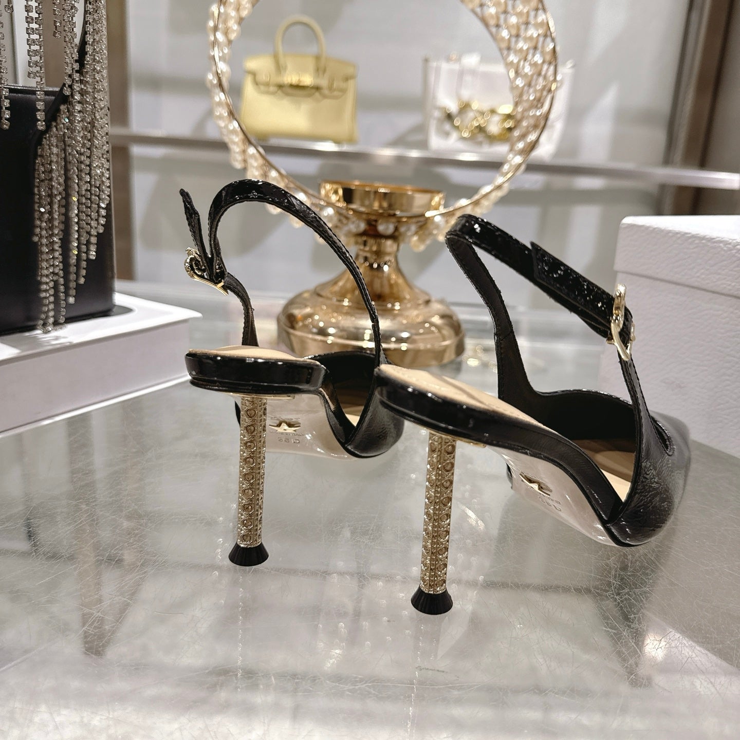 CD 26 Slingback 80 Black Beige Patent Leather 679853