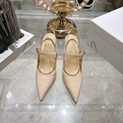 CD 26 Mary Jane High Heels 80 Beige Patent Leather 679857
