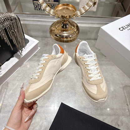 Celine Racer Sneaker Beige Suede Fabric 679818
