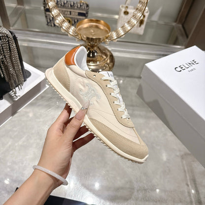 Celine Racer Sneaker Beige Suede Fabric 679818