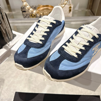 Celine Racer Sneaker Navy Blue Sky Blue Suede Lace 679823