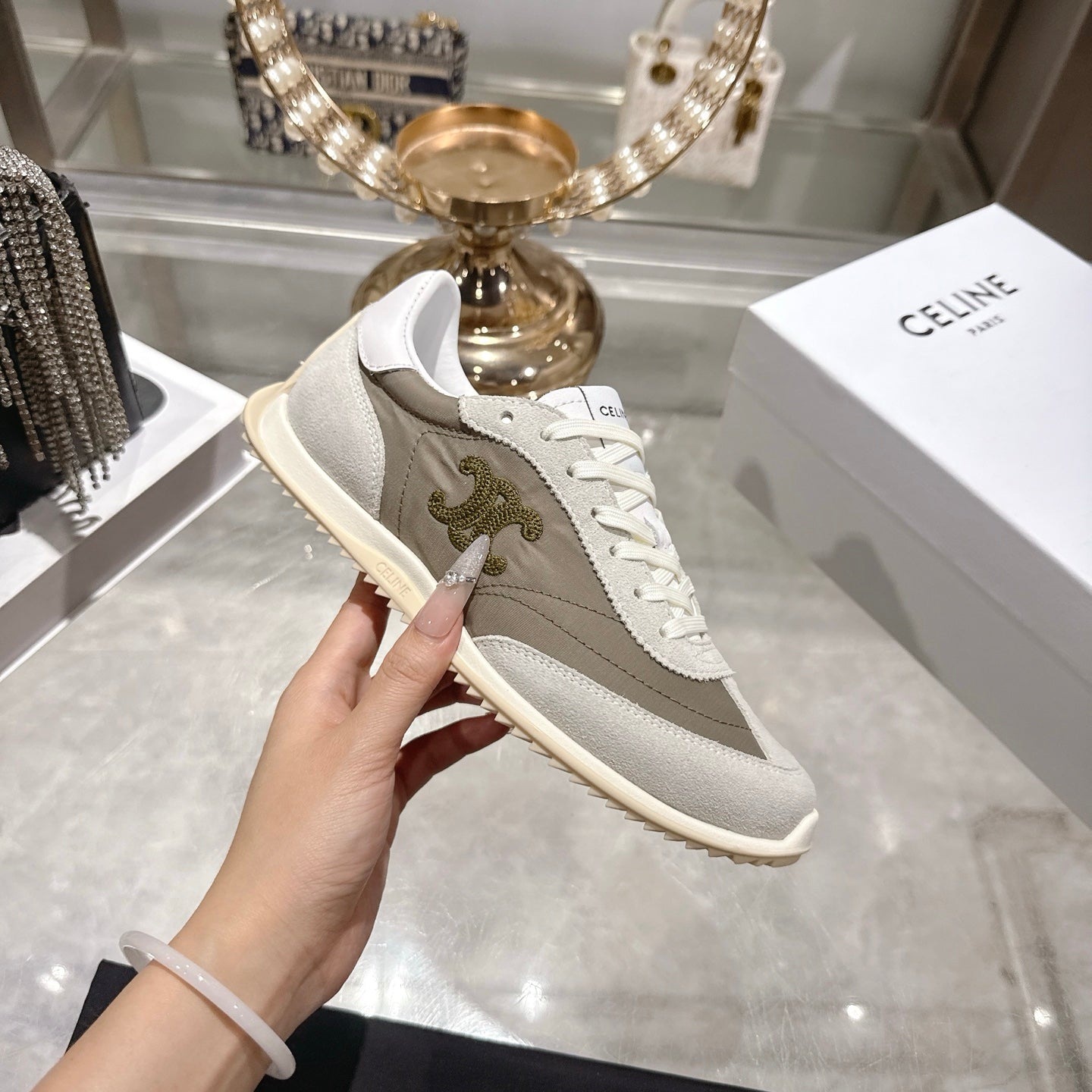 Celine Racer Sneaker Grey Suede Lace 679824