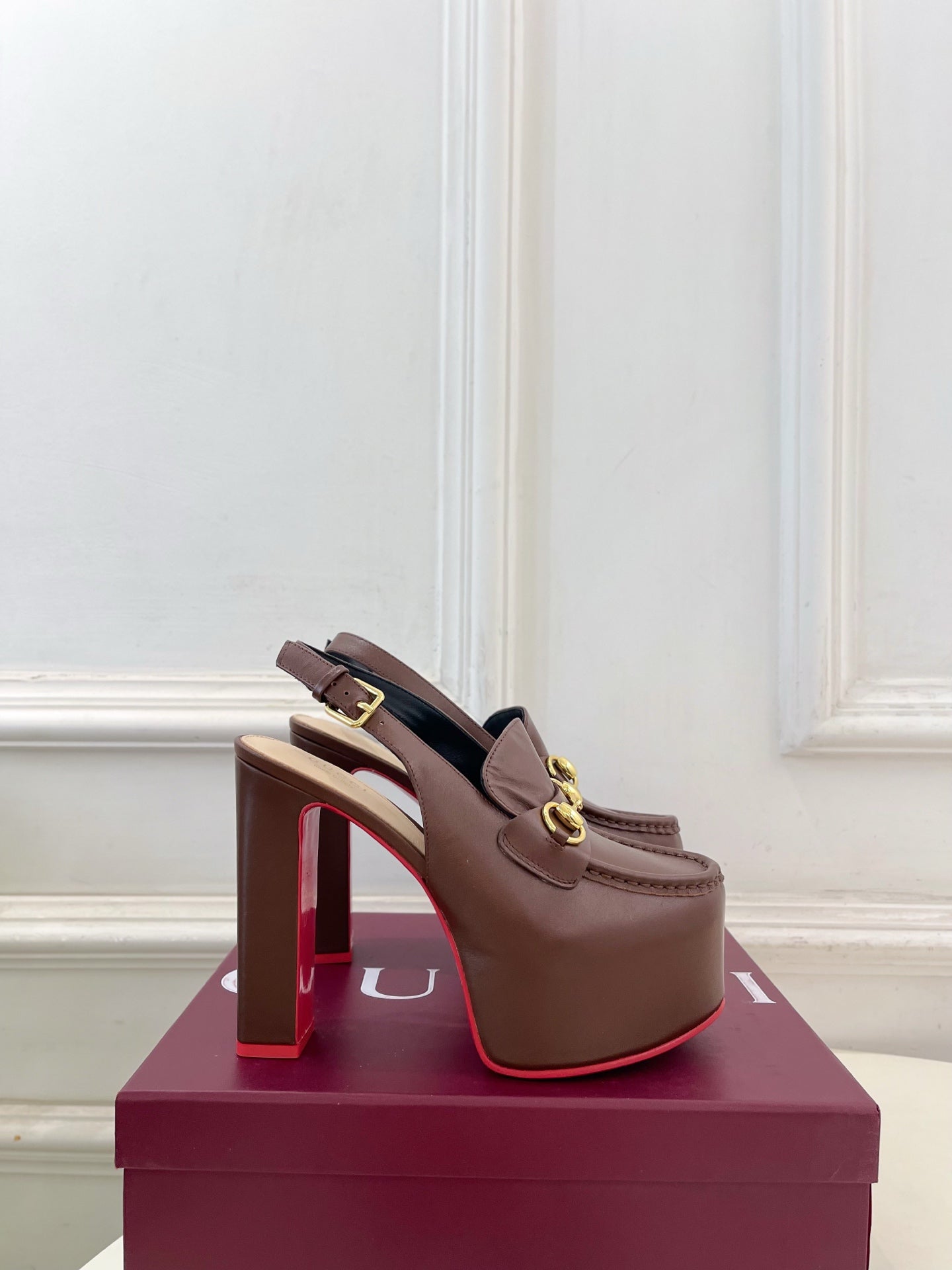 GG 26SS Platform Sandals 130 Brown Sheepskin 640265