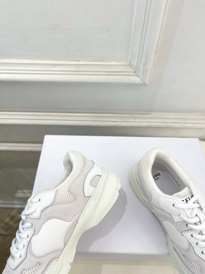 Celine 26s Runner Sneaker White Mesh Suede 947584